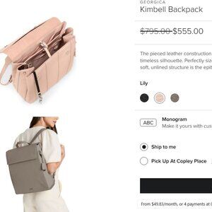 Brand New Tumi Georgica Kimbell Backpack